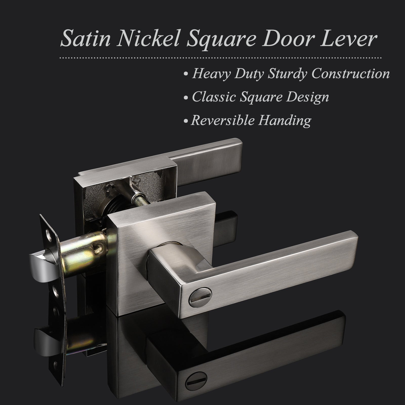 High Quality Heavy Duty Door Levers Satin Nickel Finish Privacy Door Handle Locks for Bedroom Bathroom DL01SNBK