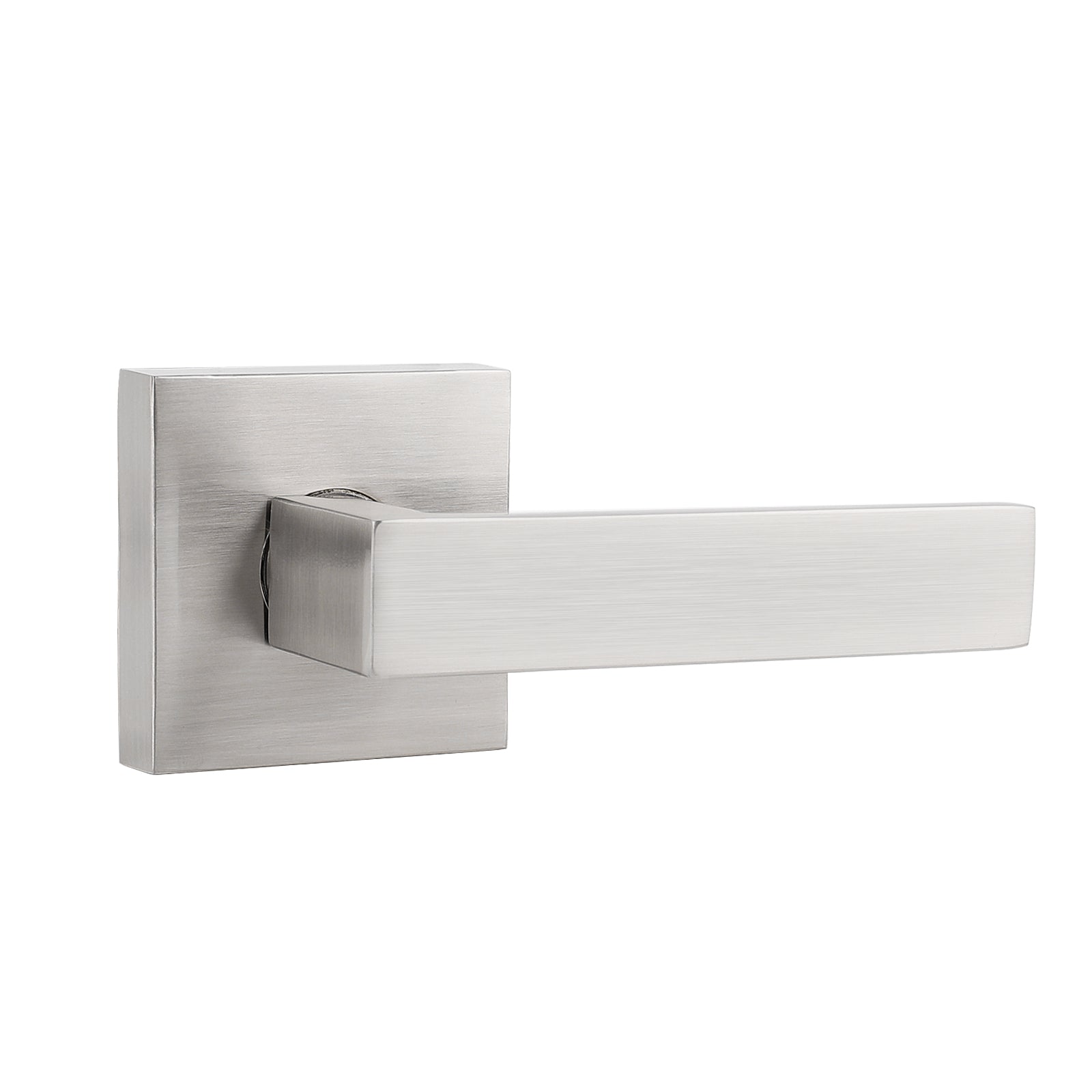 Single Dummy Door Lever Handle with Square Rosette, Brushed Nickel Finish DL01SNDM