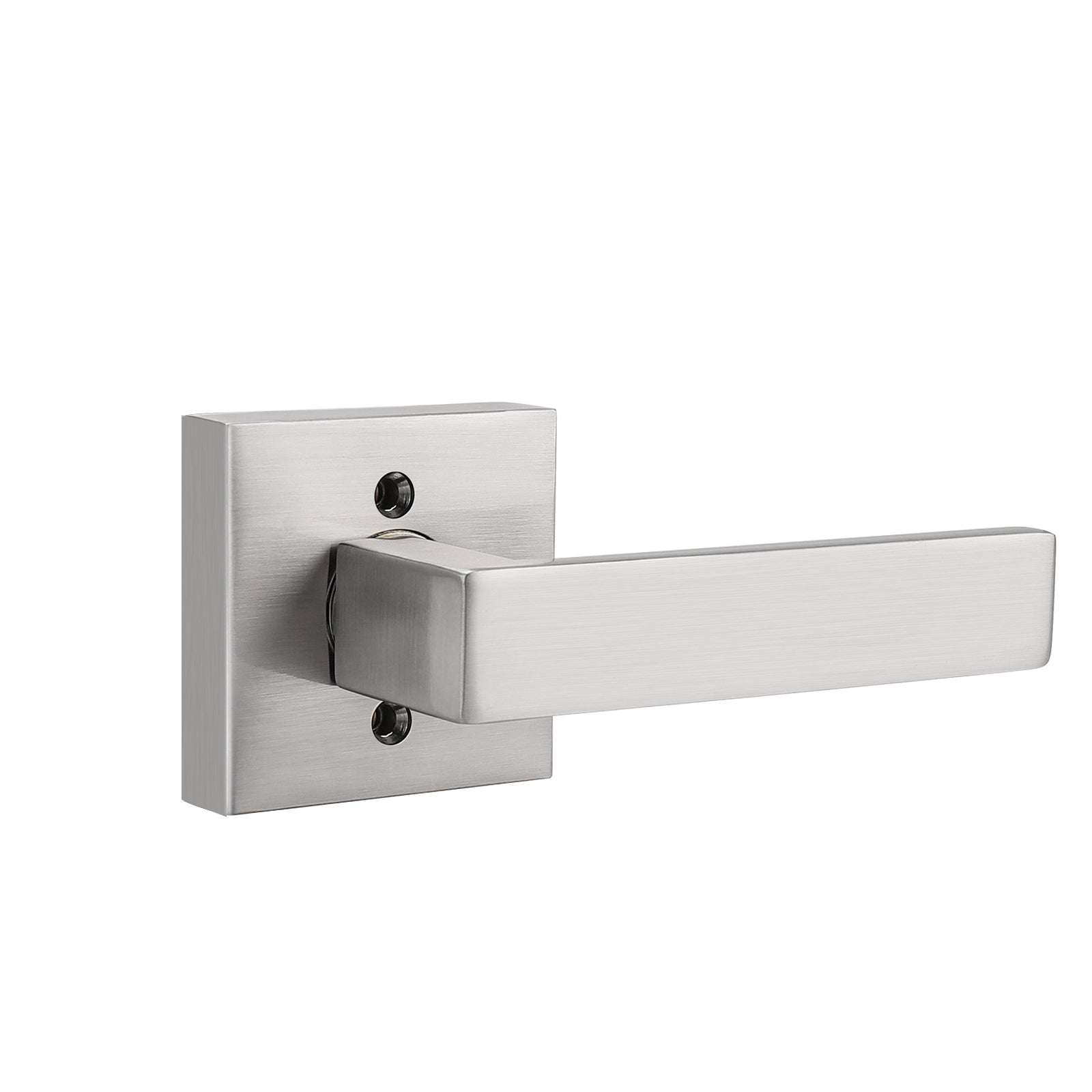 Single Dummy Door Lever Handle with Square Rosette, Brushed Nickel Fin -  Probrico