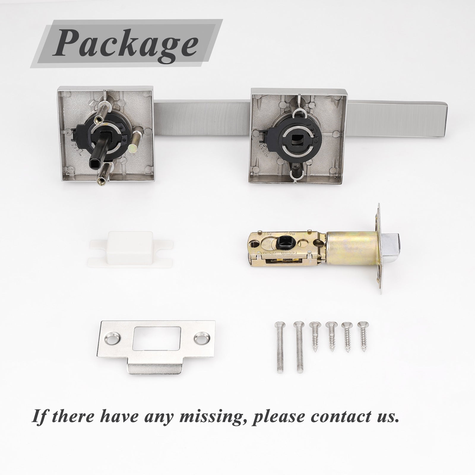 Probrico Passage Door Lever Set with Square Rosette, No Key DL01SNPS