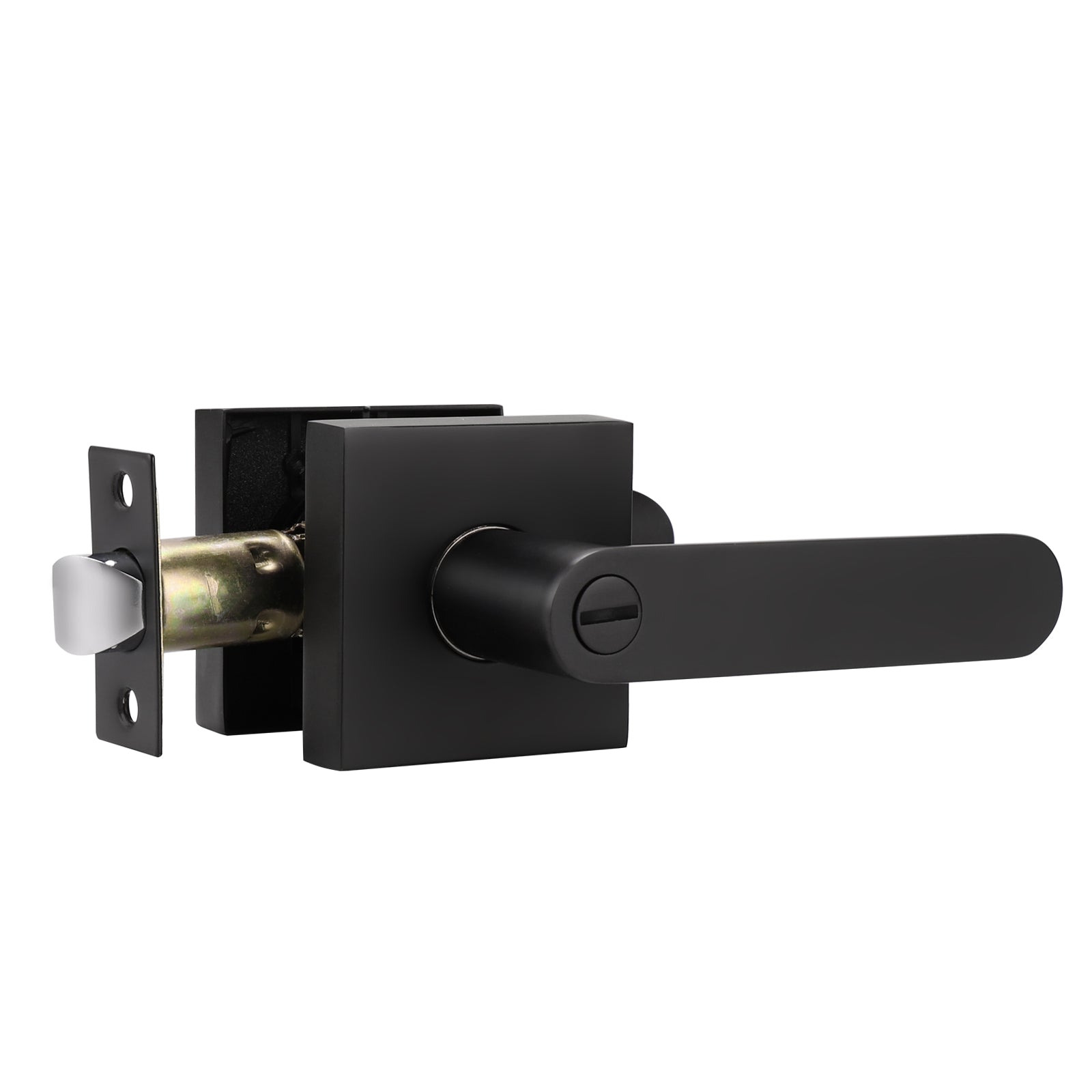 Probrico Black Heavy Duty Privacy Door Levers Square Plate Finish DL03