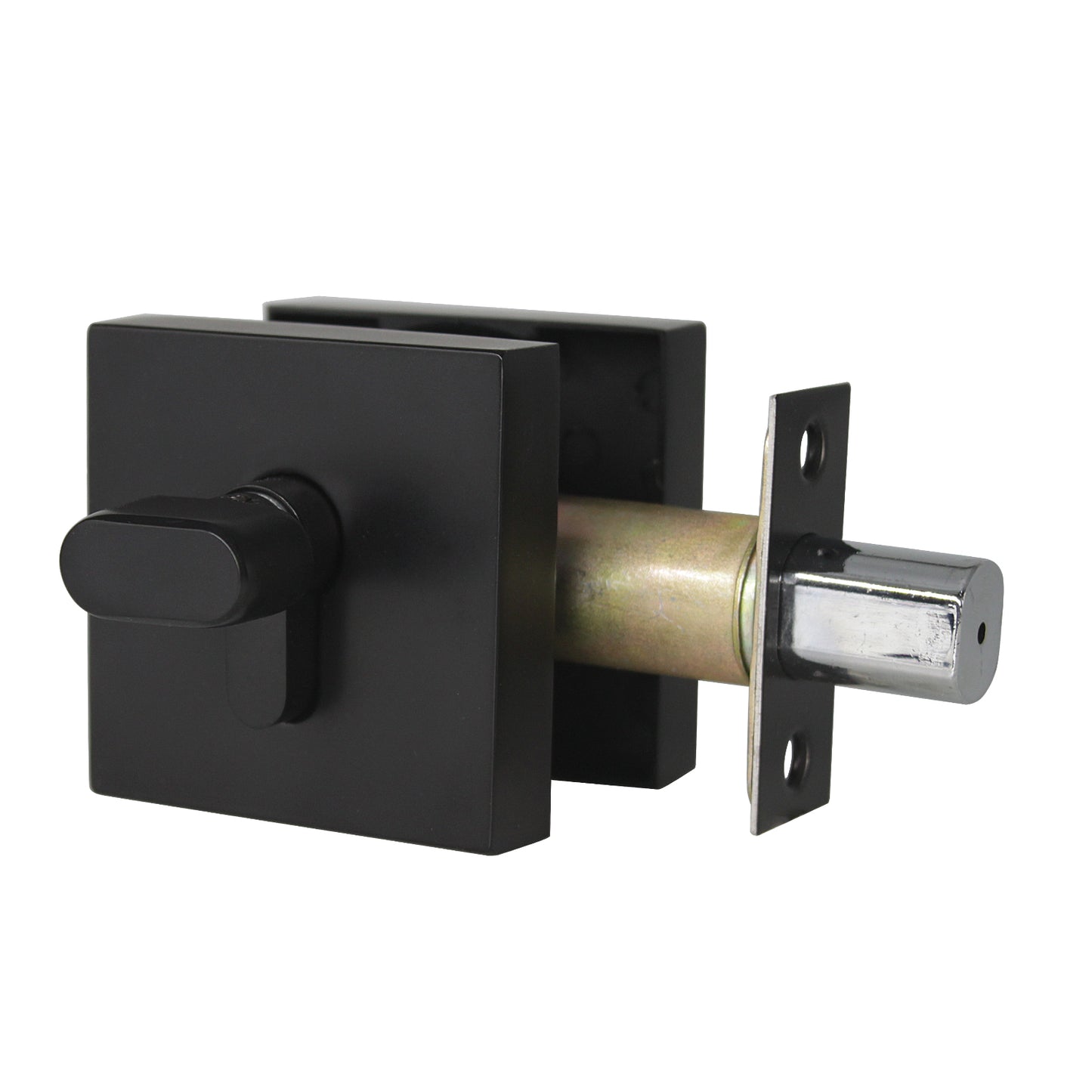 Square Design Door Deadbolt with Single Cylinder Lock Black Finish DLD105BK