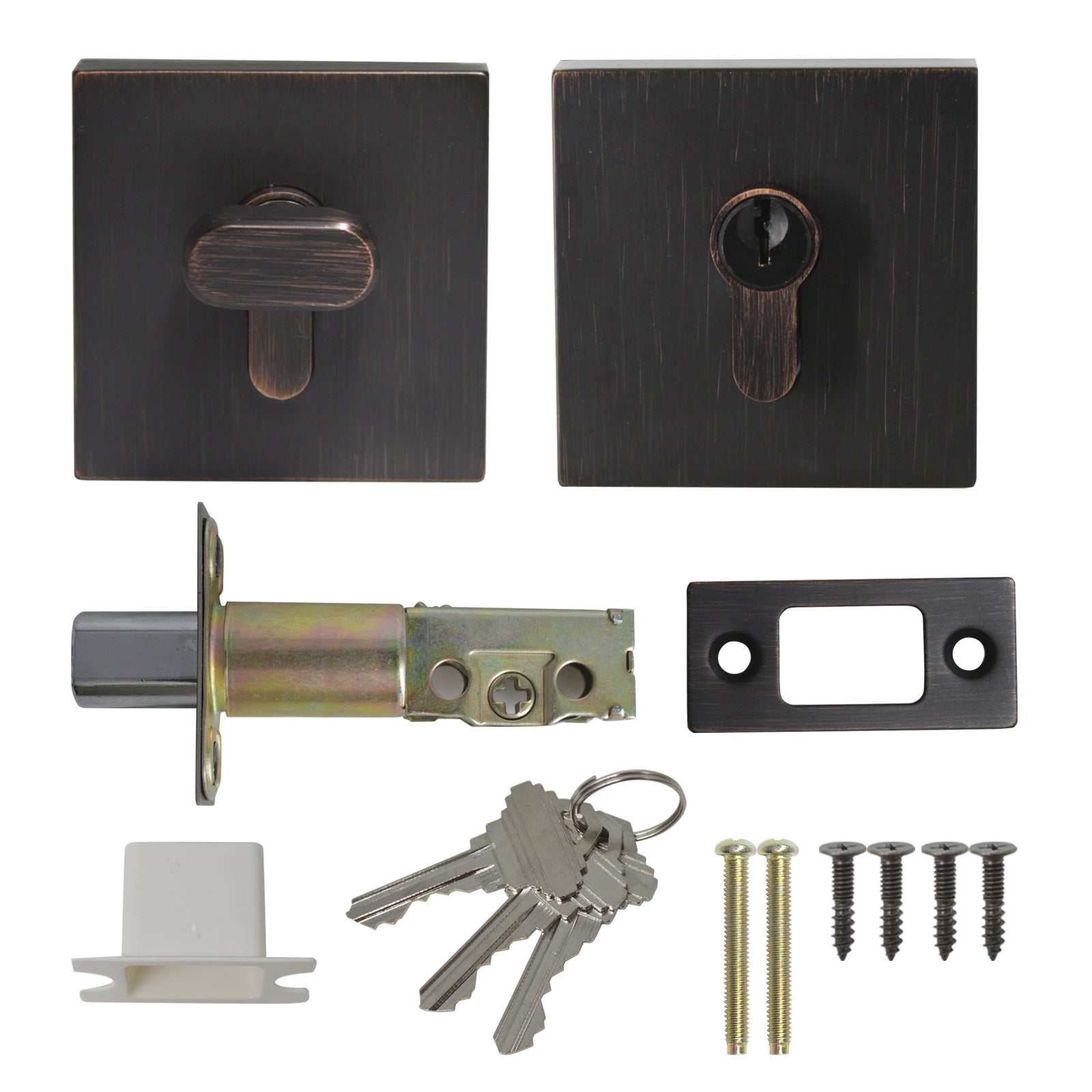 Square Design Door Deadbolt with Single Cylinder Lock Oil Rubbed Bronze Finish DLD105ORB