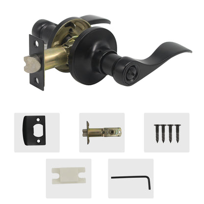 Black Door Handles Wave Style Levers, Privacy Door Lock Function DL12061BKBK - Probrico