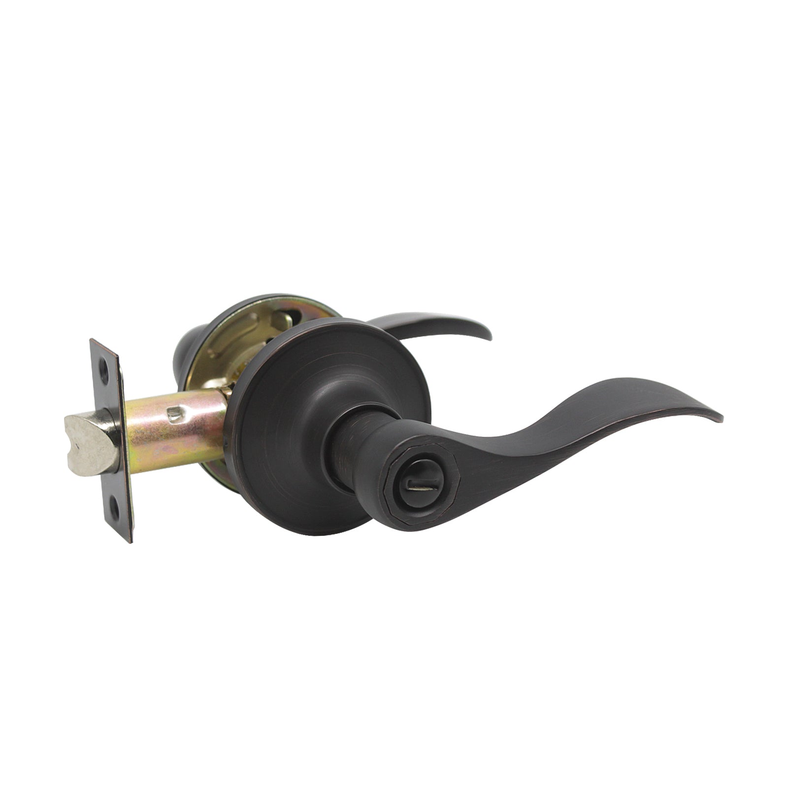 Wave Style Door Levers Privacy Lock Door Handle Lock Oil Rubbed Bronze Finish DL12061ORBBK - Probrico