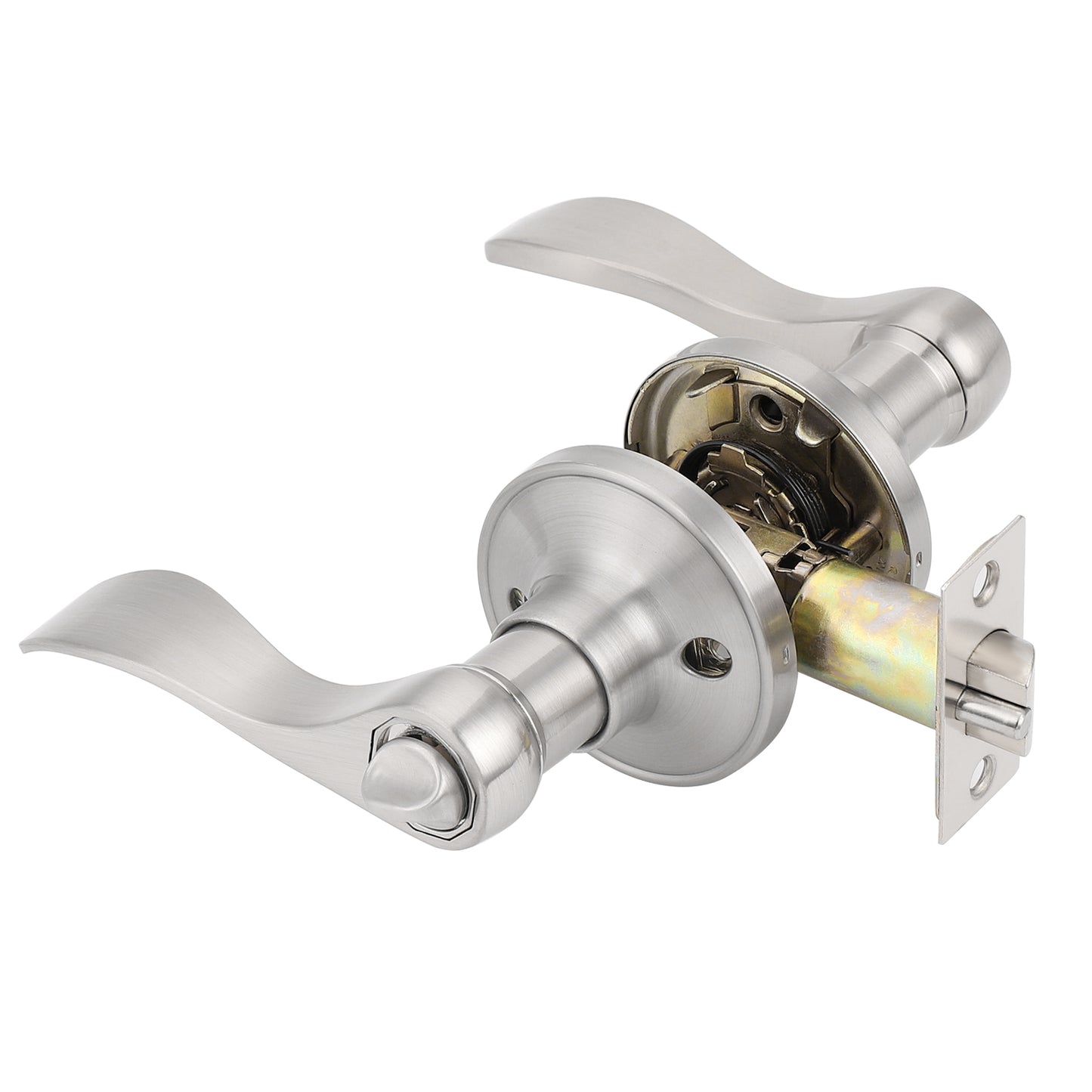 Keyed Alike Door Locks Lever, Satin Nickel Finish Keyed Entry Door Handle DL12061SNET - Probrico