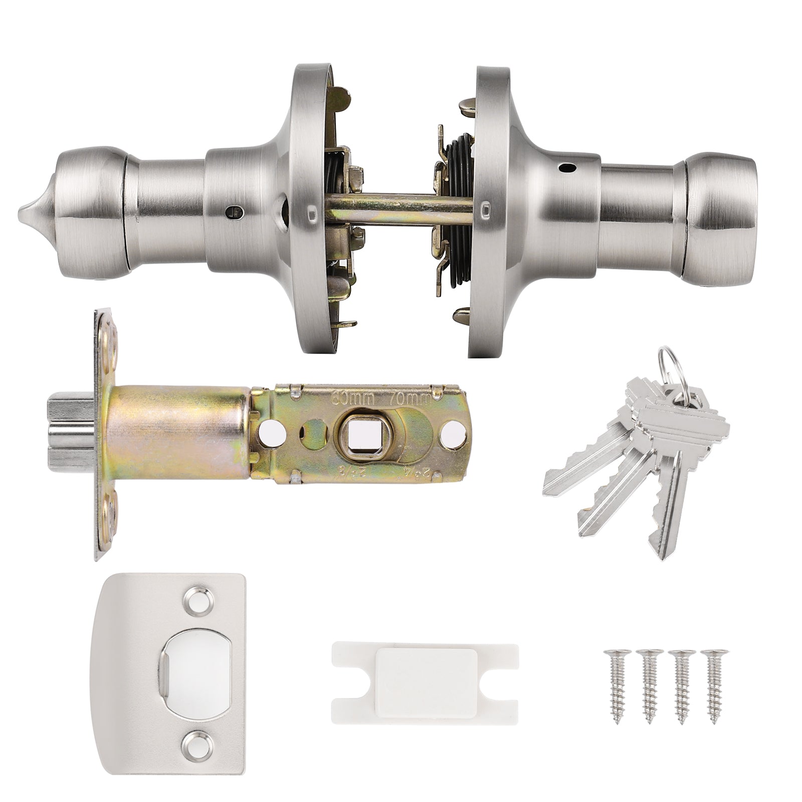 Keyed Alike Door Locks Lever, Satin Nickel Finish Keyed Entry Door Handle DL12061SNET - Probrico