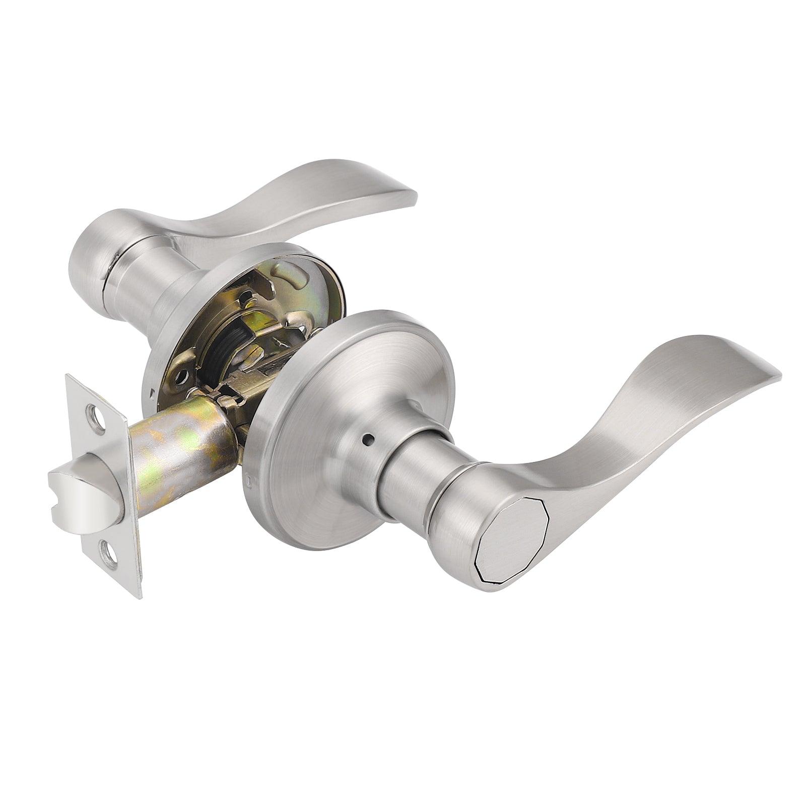 Wave Style Door Handle Keyed Entrance/Privacy/Passage/Dummy Door Lock Levers Satin Nickel Finish DL12061SN