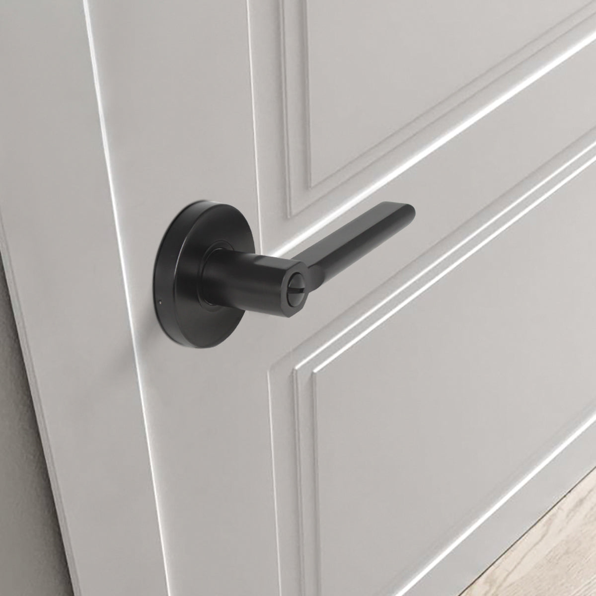 Heavy Duty Door Lock in Black Finish, Straight Lever Style Door Lever Privacy Door Handle DL1637BKBK - Probrico