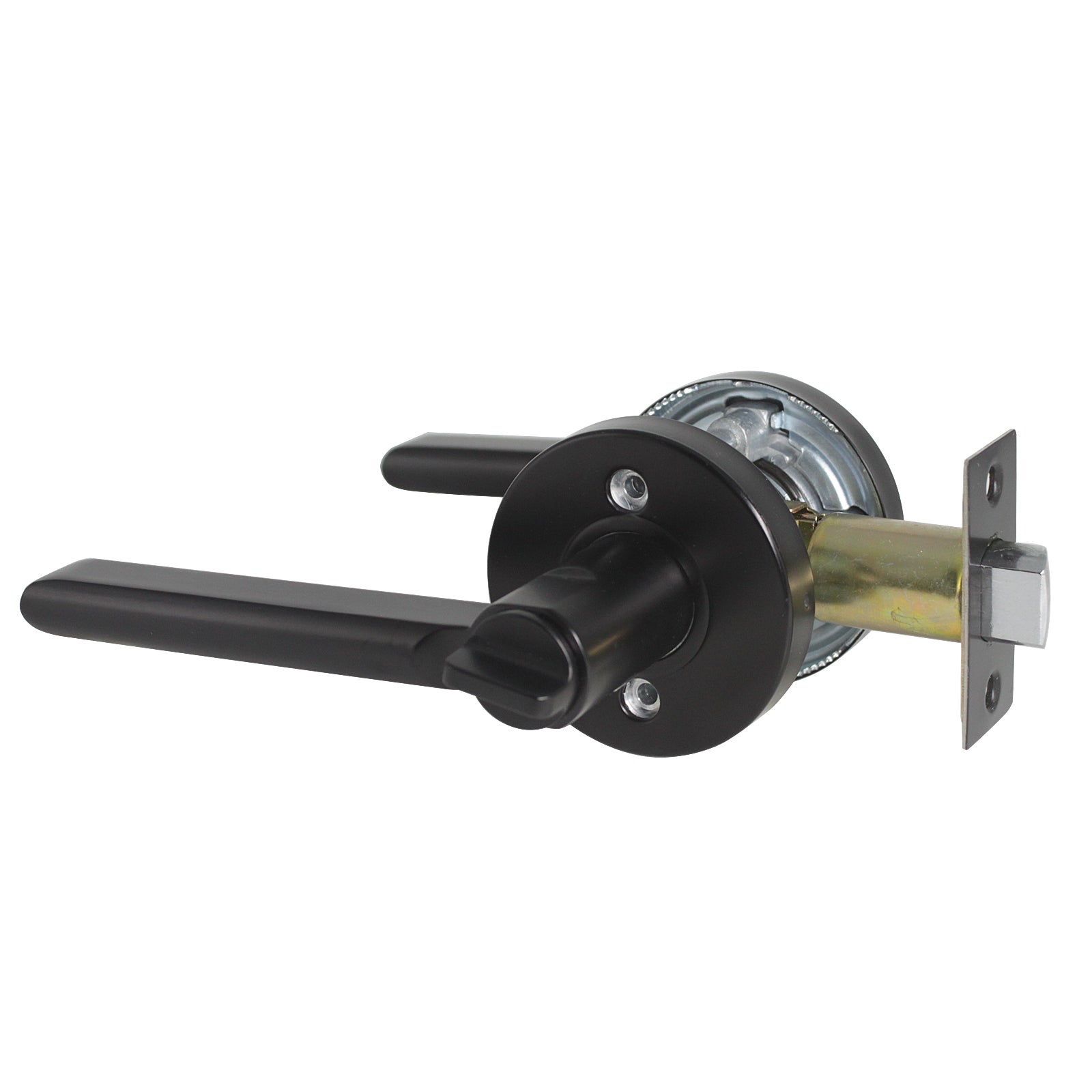 Heavy Duty Door Lock in Black Finish, Straight Lever Style Door Lever Privacy Door Handle DL1637BKBK - Probrico