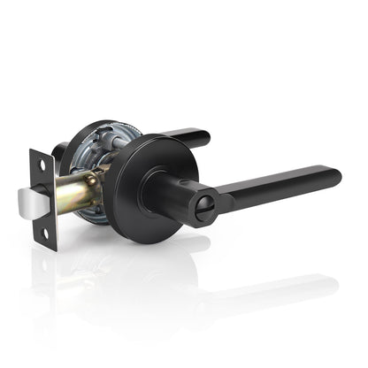 Heavy Duty Door Lock in Black Finish, Straight Lever Style Door Lever Privacy Door Handle DL1637BKBK - Probrico