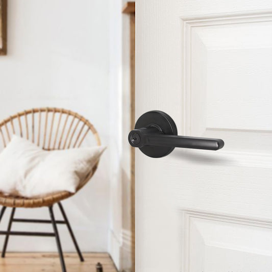 Heavy Duty Door Handles Black Finish, Straight Lever Style Door Lever, Entry Keyed Alike/Privacy Lock, Passage/Dummy HandleDL1637BK - Probrico