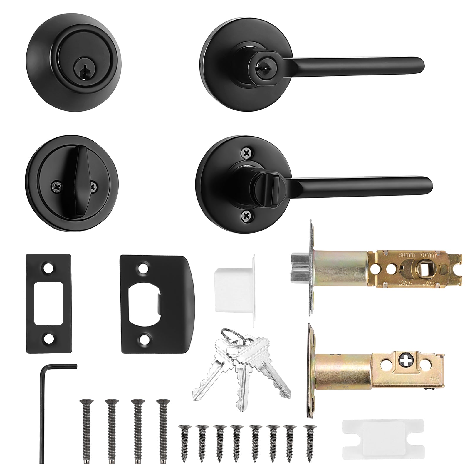 Keyed Entry Door Lever Lock and Single Cylinder Deadbolts Combo Pack (Keyed Alike), Black Finish DL1637ET-101BK