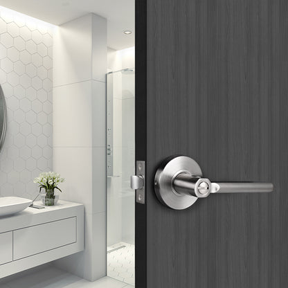 Probrico Privacy Lock Door Lever Set Brushed Nickel Finish Interior Bed & Bath Door Lock DL1637SNBK - Probrico