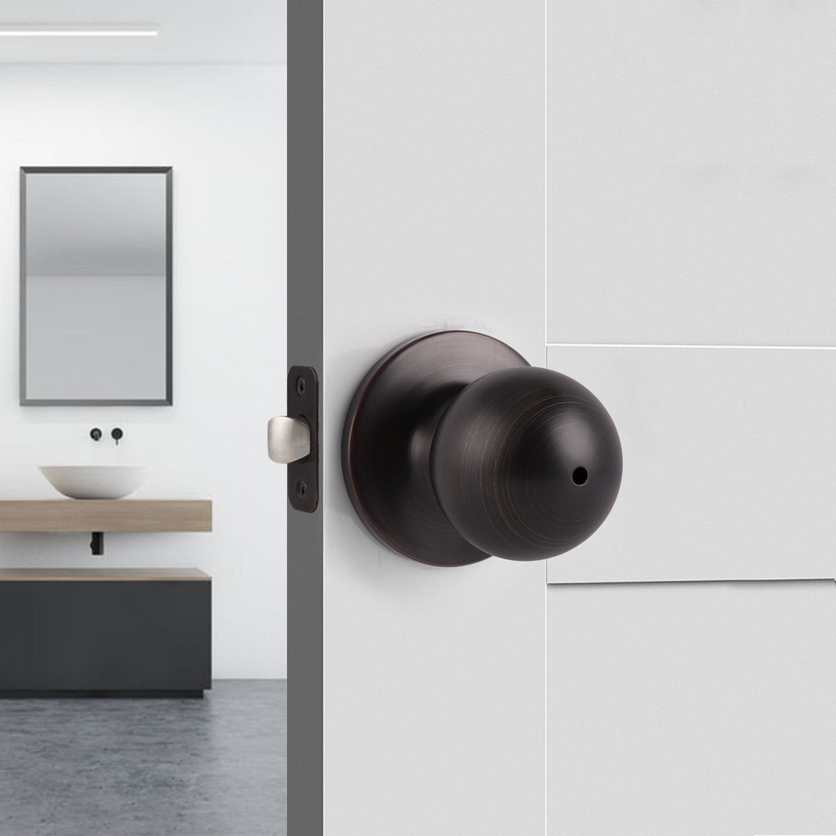 Single Connect Rod Round Ball Knobs Entry Lock /Privacy/Passage/Dummy Knob, Oil Rubbed Bronze Finish DL5763ORB - Probrico