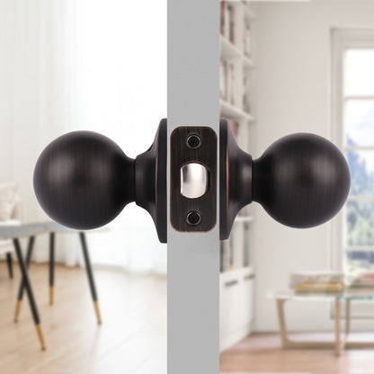 Round Ball Door Knobs Keyledd Passage Function for Closet Hall, Oil Rubbed Bronze Finish- DL5763ORBPS - Probrico