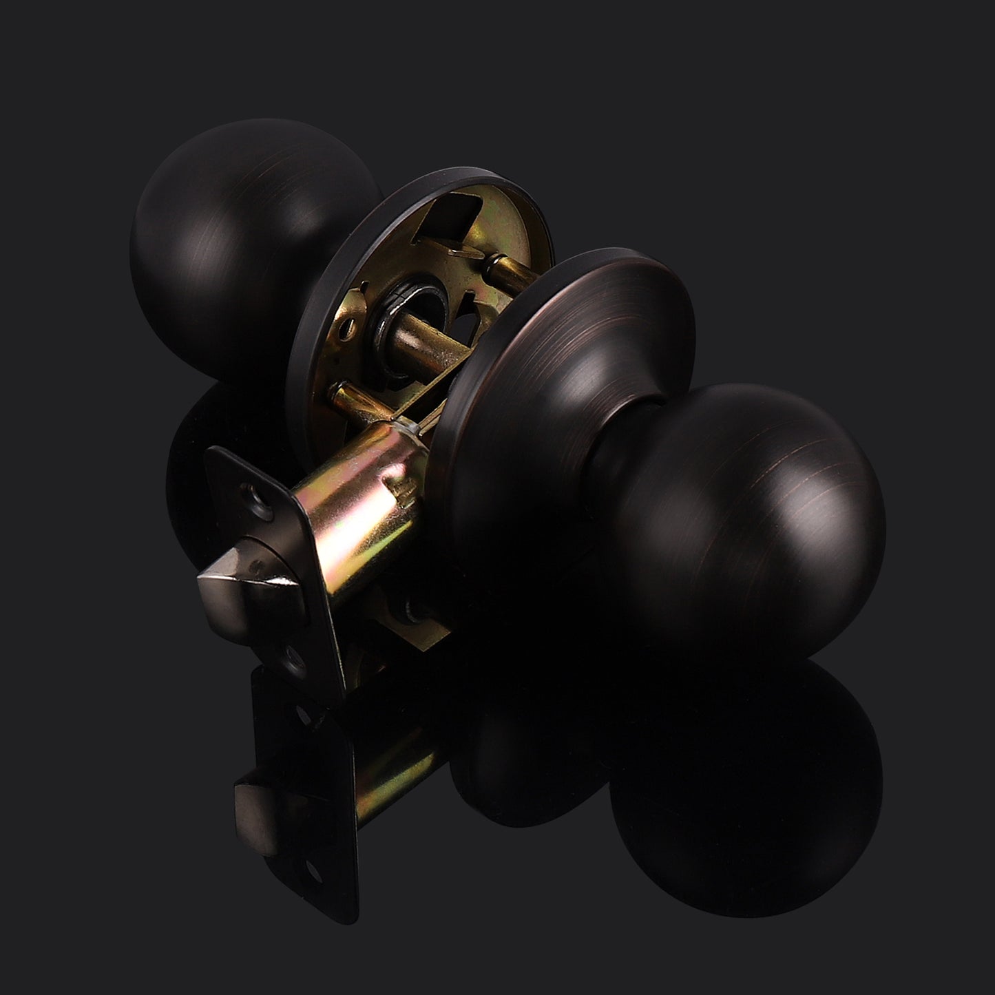 Round Ball Door Knobs Keyledd Passage Function for Closet Hall, Oil Rubbed Bronze Finish- DL5763ORBPS - Probrico
