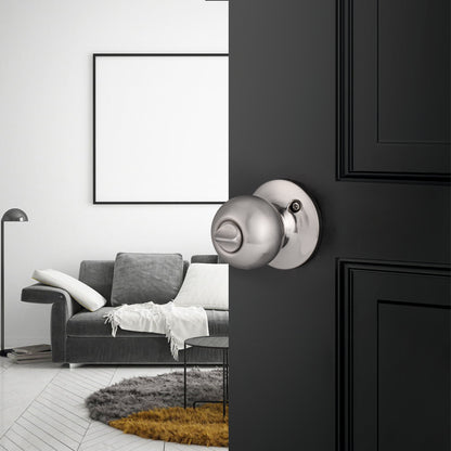 Single Connect Rod Round Ball Knobs Entrance/Privacy/Passage/Dummy Door Lock Knob, Satin Nickel Finish DL5763SN - Probrico