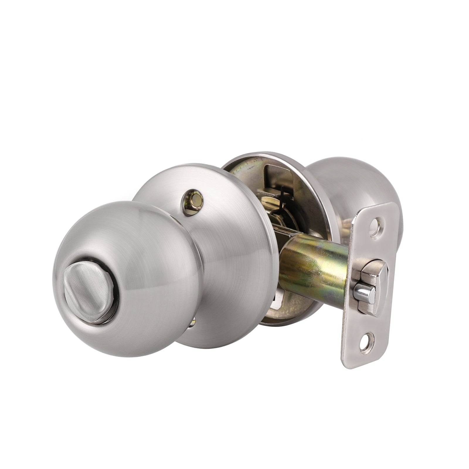 Single Connect Rod Round Ball Knobs Entrance/Privacy/Passage/Dummy Door Lock Knob, Satin Nickel Finish DL5763SN - Probrico