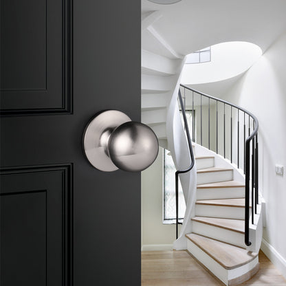 Single Connect Rod Round Ball Knobs Entrance/Privacy/Passage/Dummy Door Lock Knob, Satin Nickel Finish DL5763SN - Probrico