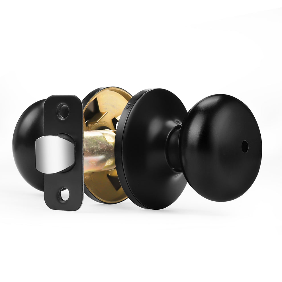 Probrico Door Knobs Interior Door Locks in Matte Black Finish, Ball Kn