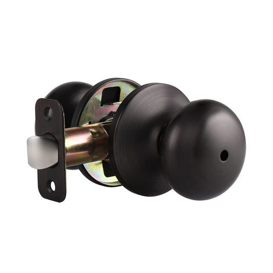 Single Connect Rod Flat Ball Knobs Privacy Door Lock Knob Oil Rubbed Bronze Finish DL5766ORBBK - Probrico
