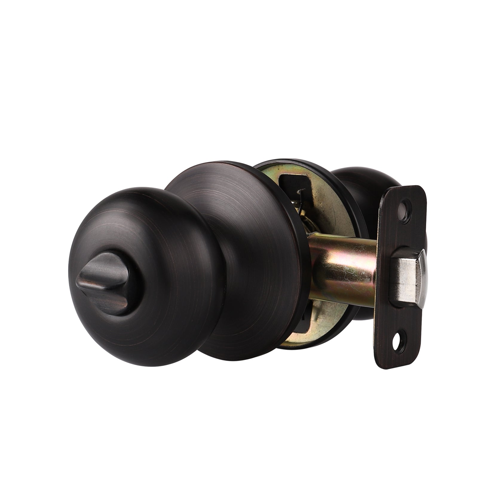 Single Connect Rod Flat Ball Knobs Privacy Door Lock Knob Oil Rubbed Bronze Finish DL5766ORBBK