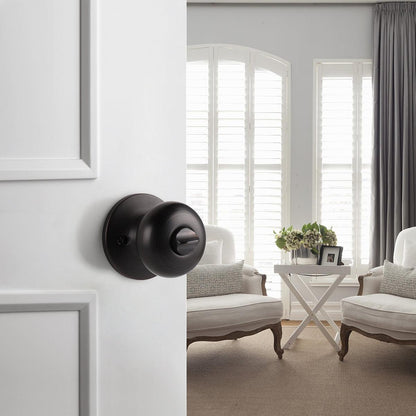 Single Connect Rod Flat Ball Knobs Entry Keyed/Privacy/Passage/Dummy Door Lock Knob Oil Rubbed Bronze Finish DL5766ORB - Probrico