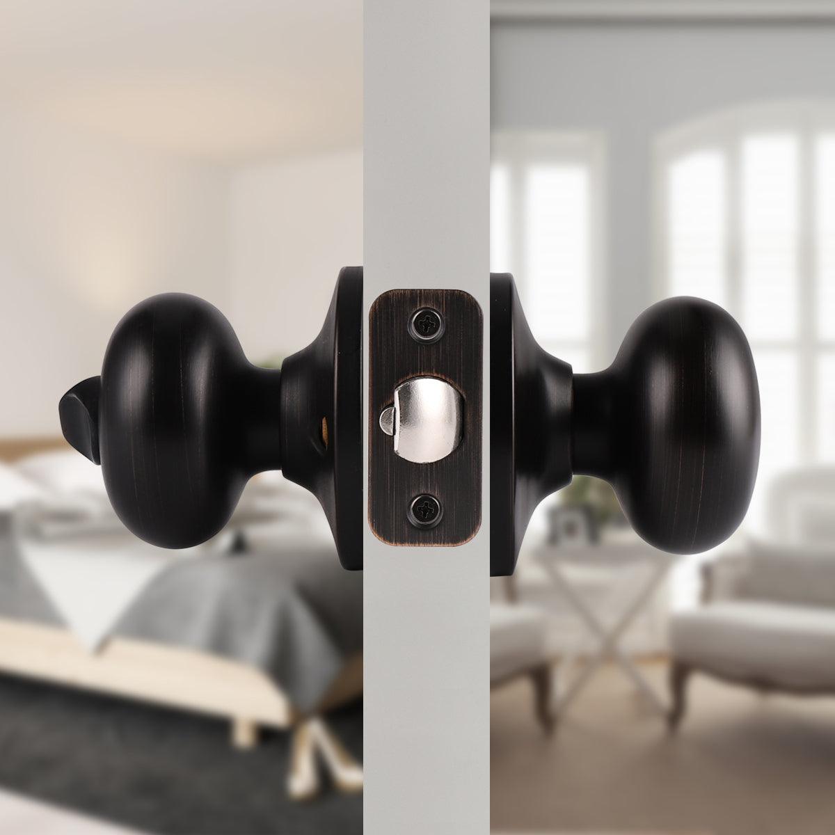 Single Connect Rod Flat Ball Knobs Entry Keyed/Privacy/Passage/Dummy Door Lock Knob Oil Rubbed Bronze Finish DL5766ORB - Probrico