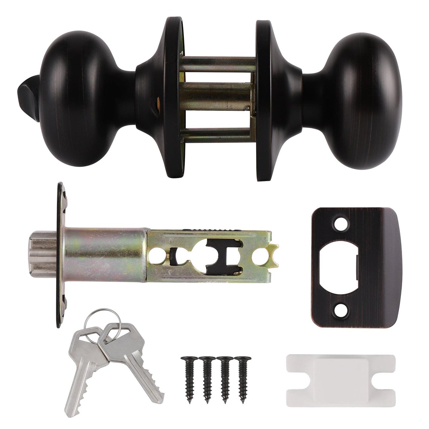 Single Connect Rod Flat Ball Knobs Entry Keyed/Privacy/Passage/Dummy Door Lock Knob Oil Rubbed Bronze Finish DL5766ORB - Probrico