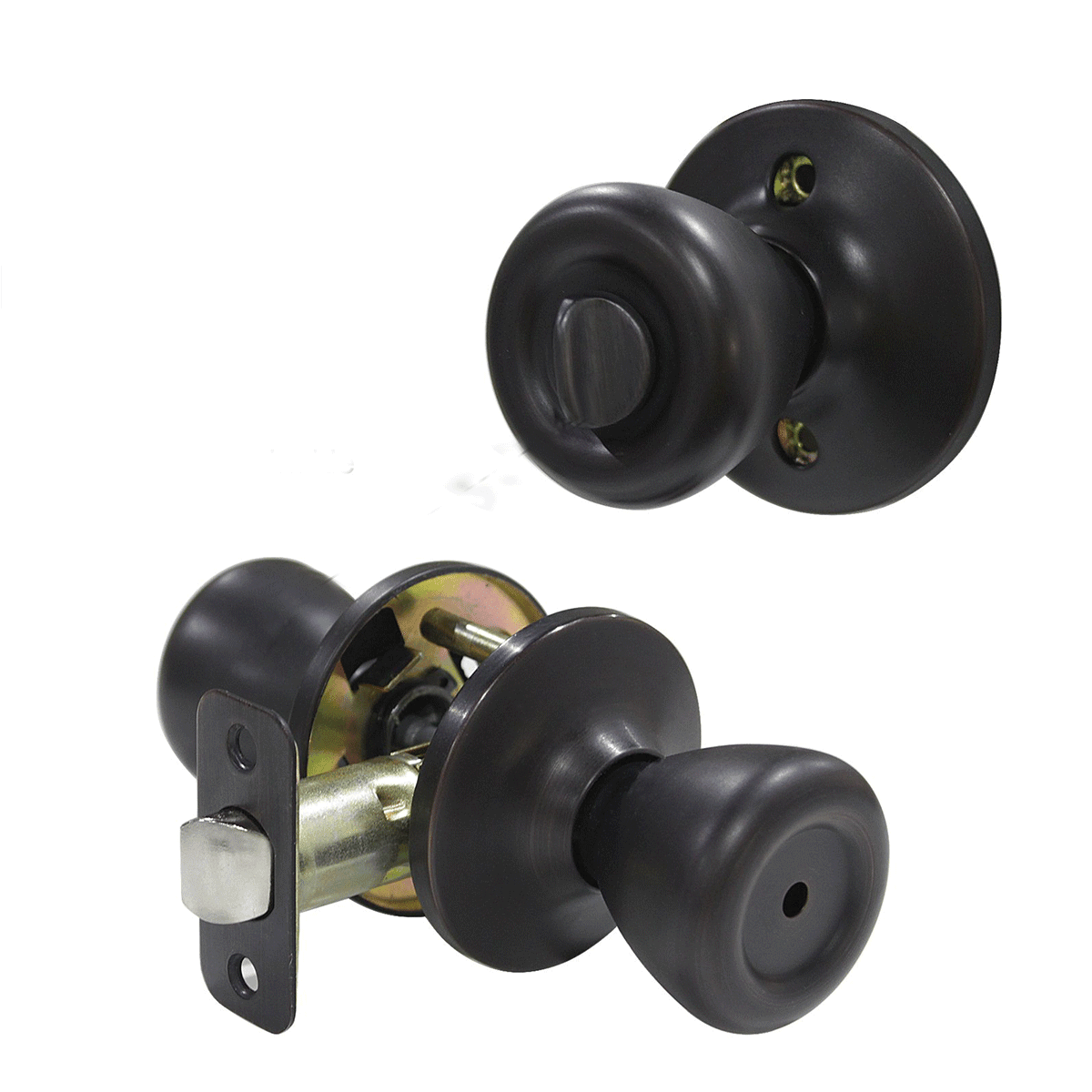 Single Connecting Rod Door Knobs Entrance/Privacy/Passage/Dummy Function Door Lock Knob, Oil Rubbed Bronze Finish - Probrico