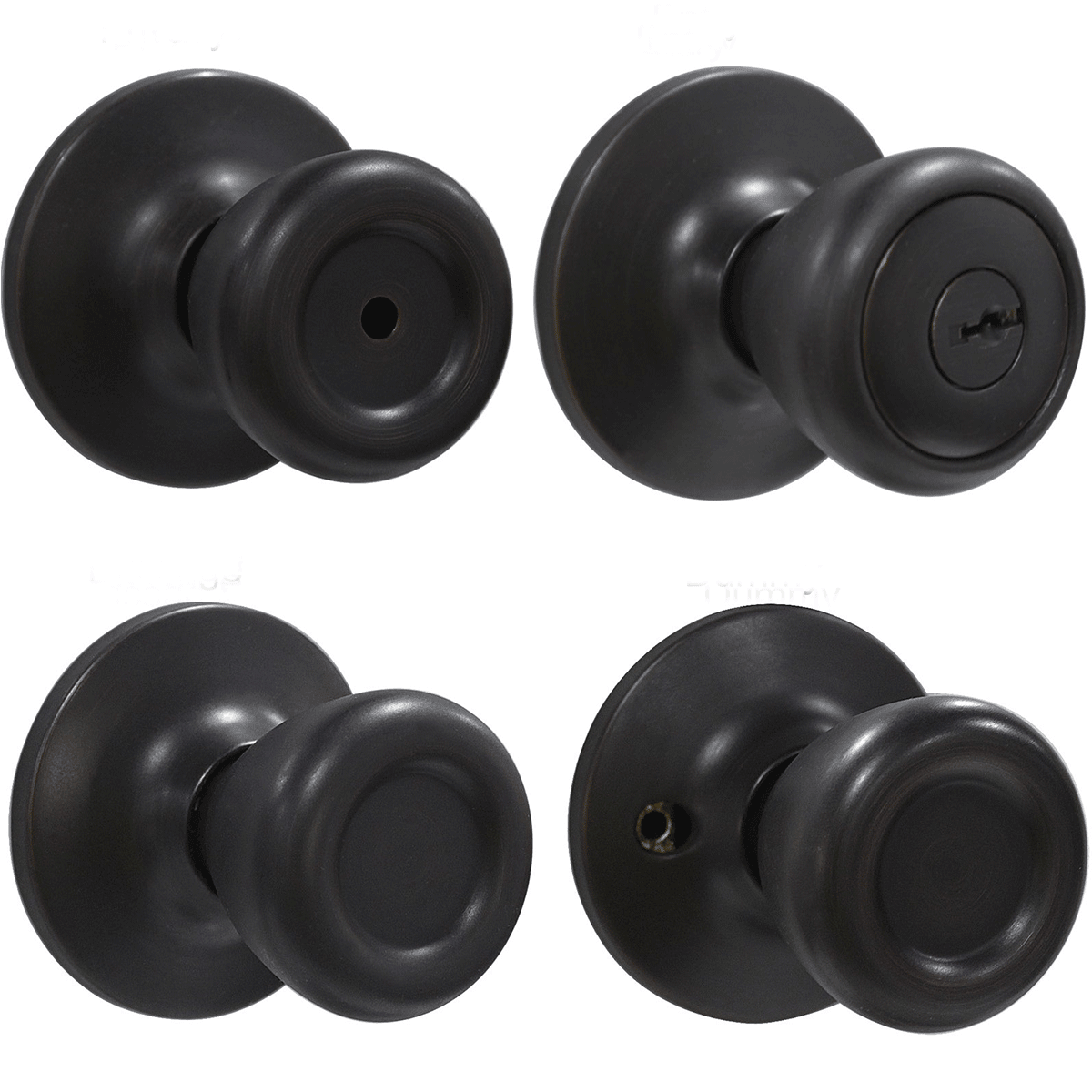 Single Connecting Rod Door Knobs Entrance/Privacy/Passage/Dummy Function Door Lock Knob, Oil Rubbed Bronze Finish