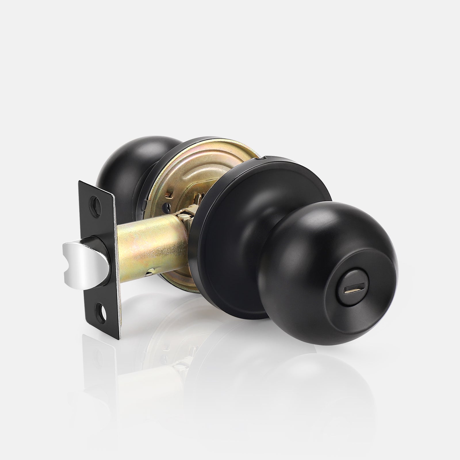 Round Ball Knobs, Privacy Door Lock Knob, Black Finish DL607BKBK