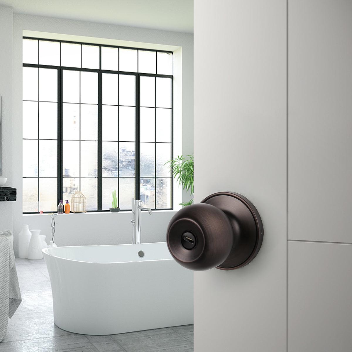 Round Ball Knobs Entrance Privacy Passage Dummy Door Lock Knob, Oil Rubbed Bronze Finish DL607ORB - Probrico