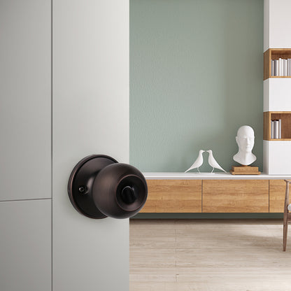 Round Ball Knobs Privacy Door Lock Knob, Oil Rubbed Bronze Finish DL607ORBBK - Probrico