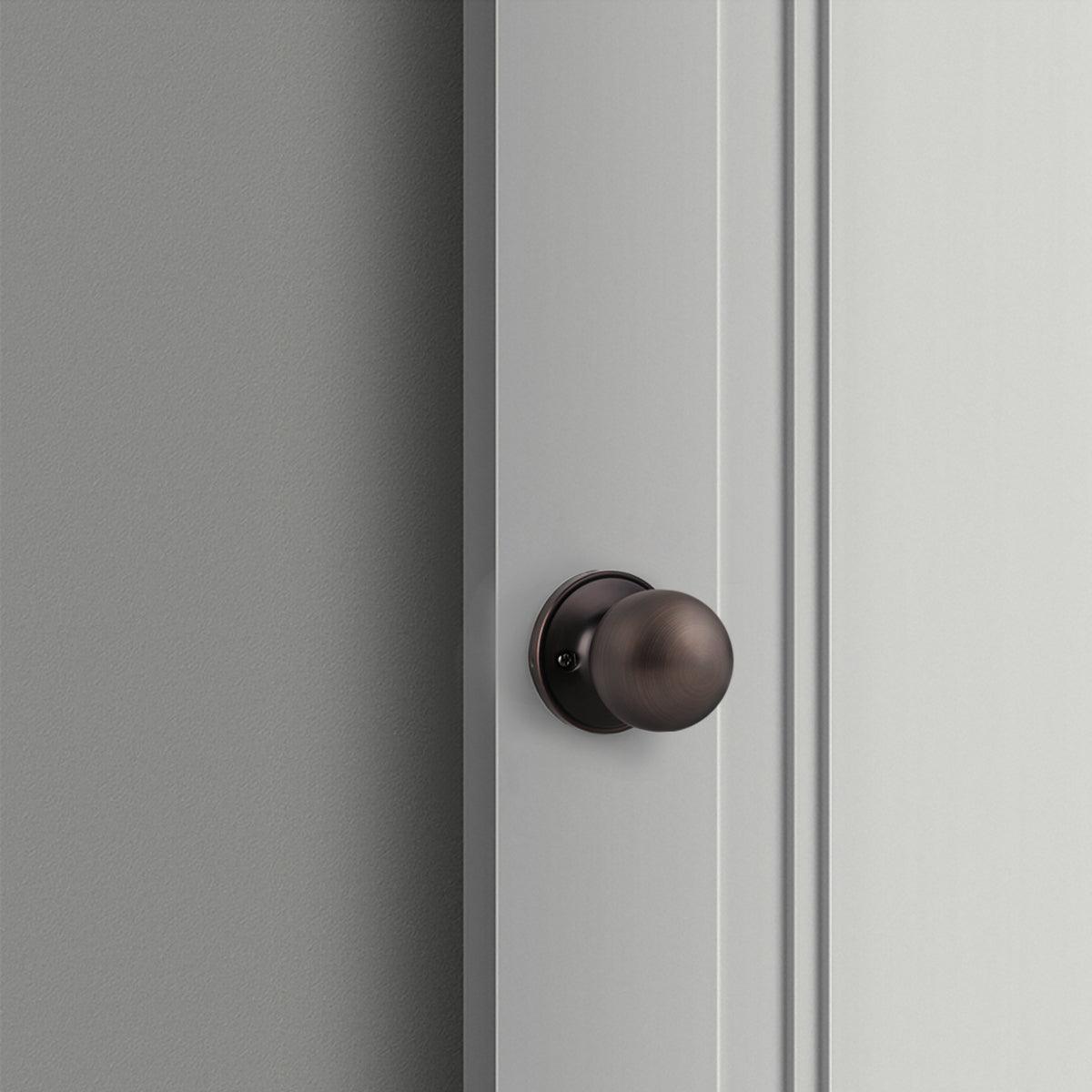 Round Ball Knobs Entrance Privacy Passage Dummy Door Lock Knob, Oil Rubbed Bronze Finish DL607ORB - Probrico