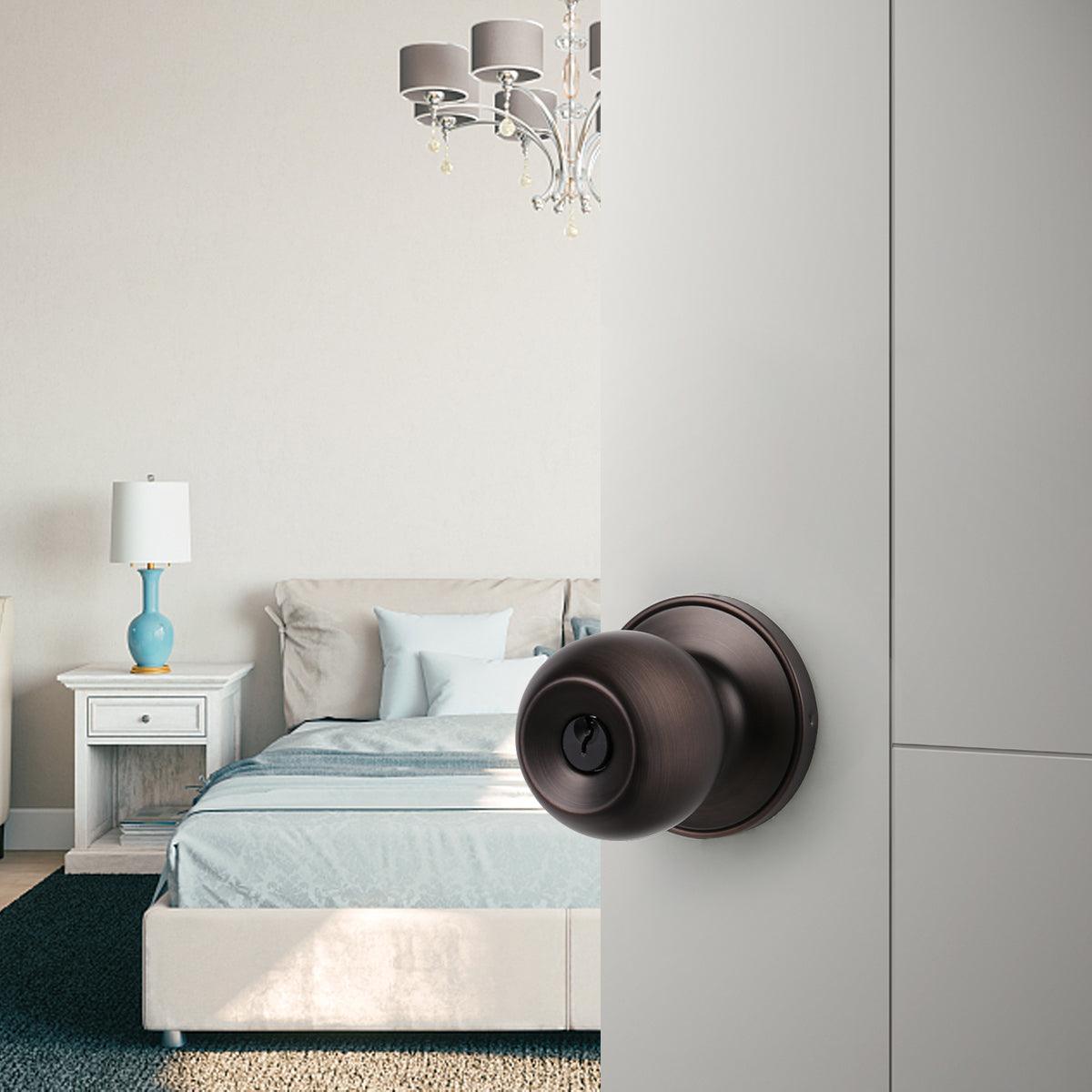 Round Ball Knobs Entrance Privacy Passage Dummy Door Lock Knob, Oil Rubbed Bronze Finish DL607ORB - Probrico