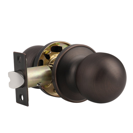 Passage Door Knobs Oil Rubbed Bronze Finish, Rould Knob Style DL607ORBPS - Probrico