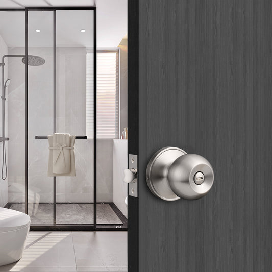 Satin Nickel Round Ball Knobs Keyed Entry/Privacy/Passage/Dummy Door Lock Knob, Satin Nickel Finish DL607SN - Probrico