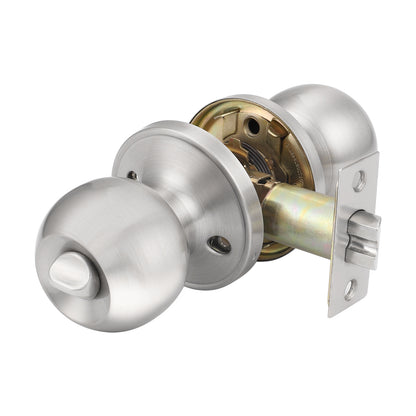 Round Ball Knobs Privacy Door Lock Knob, Satin Nickel Finish DL607SNBK - Probrico