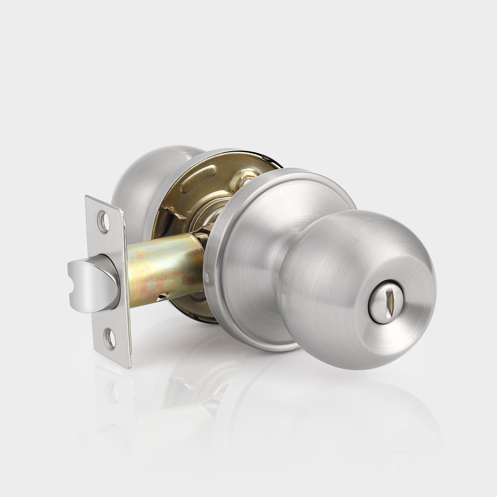 Round Ball Knobs Privacy Door Lock Knob, Satin Nickel Finish DL607SNBK