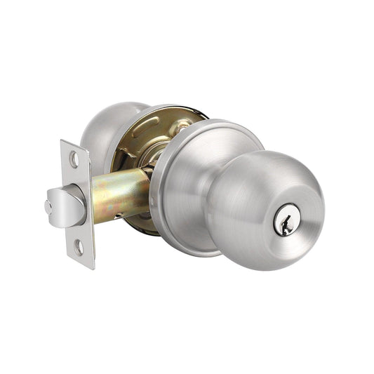 Round Ball Knobs Keyed Entry/Privacy/Passage/Dummy Door Lock Knob, Satin Nickel Finish DL607SN - Probrico
