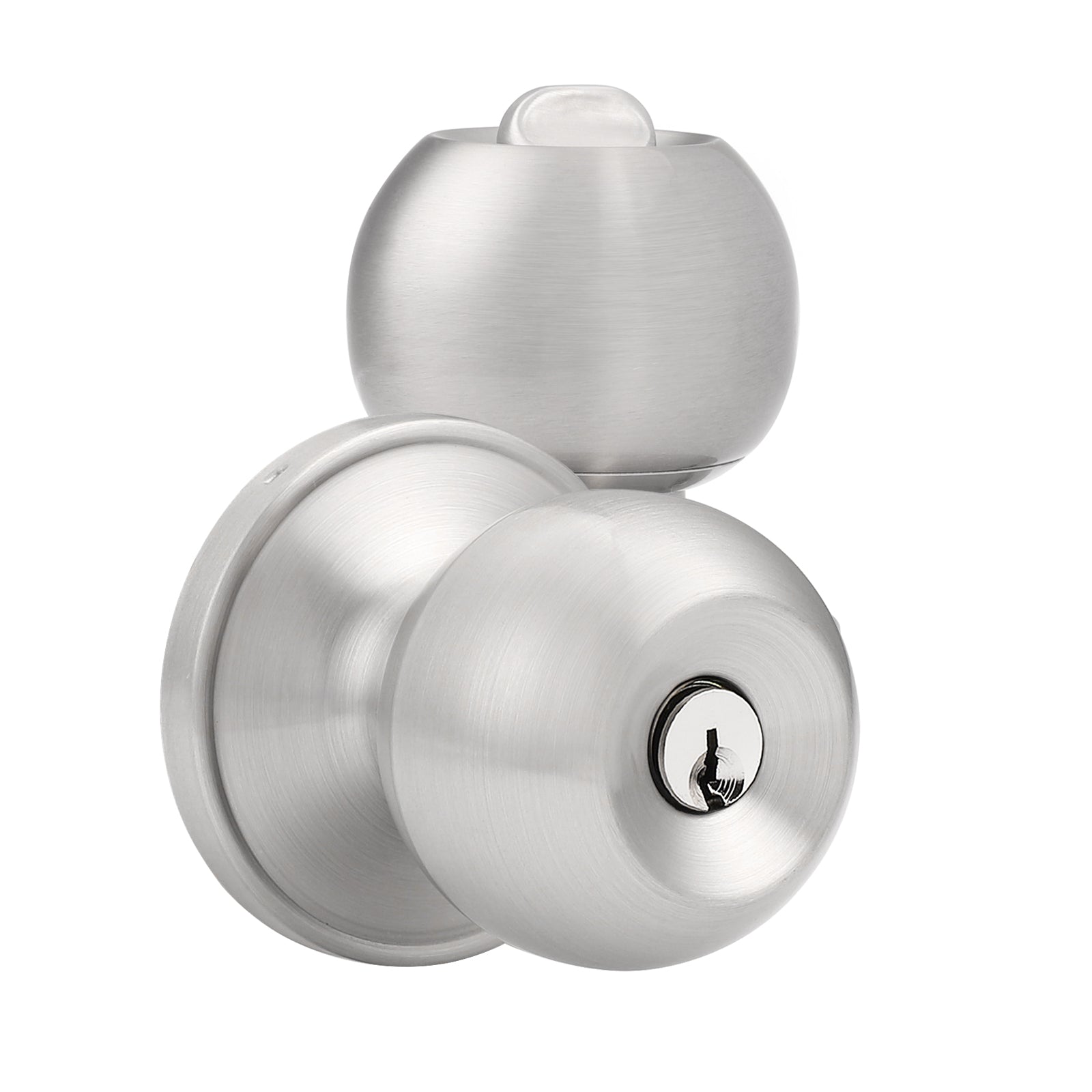 Satin Nickel Round Ball Knobs Keyed Entry/Privacy/Passage/Dummy Door Lock Knob, Satin Nickel Finish DL607SN