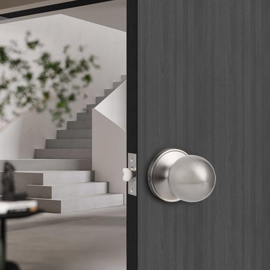 Round Ball Knobs Keyed Entry/Privacy/Passage/Dummy Door Lock Knob, Satin Nickel Finish DL607SN - Probrico