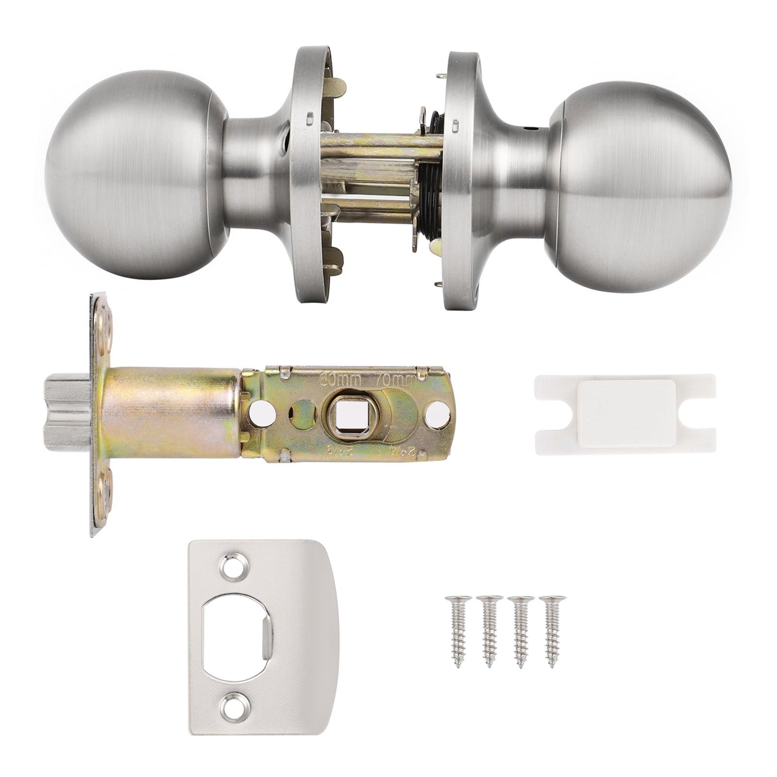 Round Ball Knobs Keyed Entry/Privacy/Passage/Dummy Door Lock Knob, Satin Nickel Finish DL607SN - Probrico