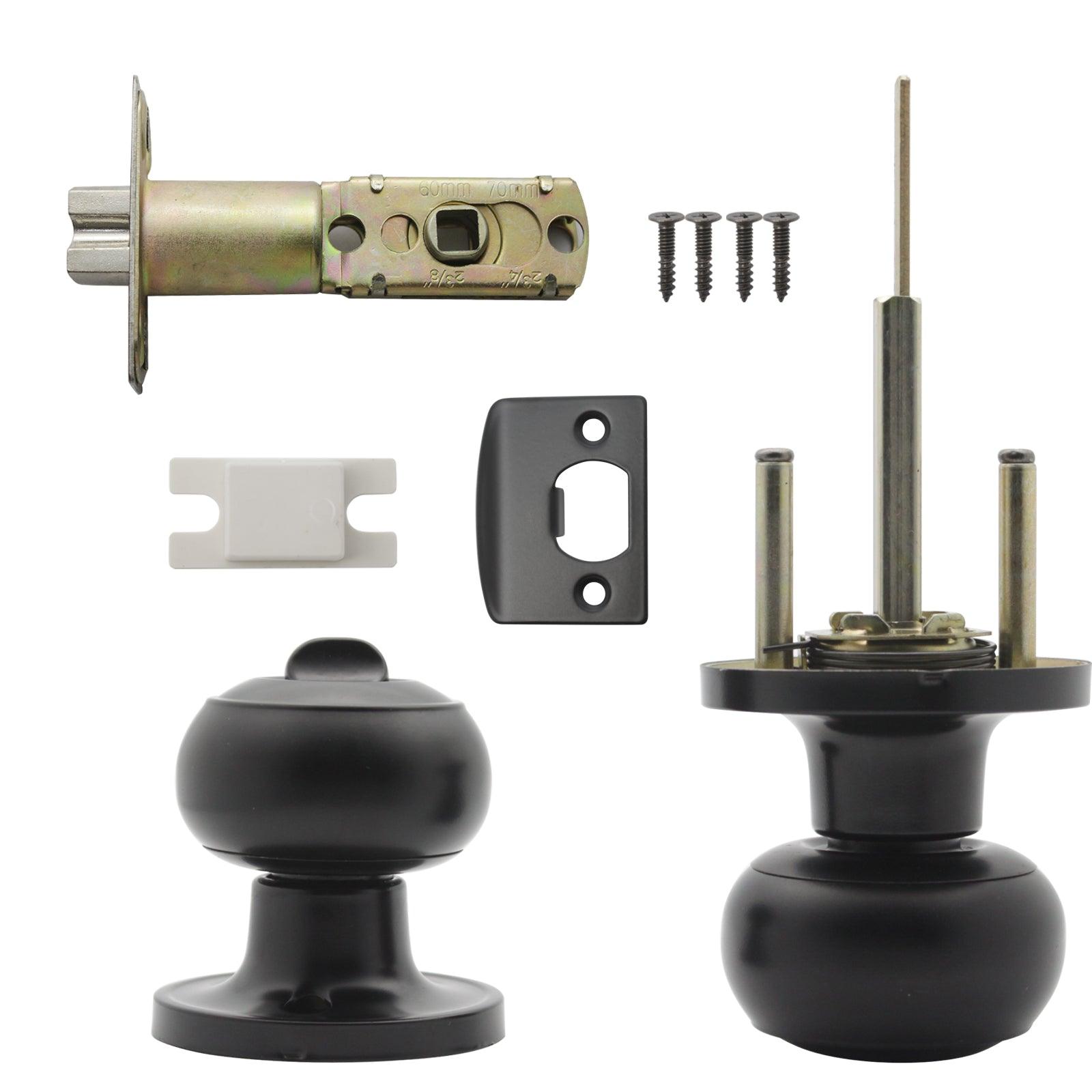 Flat Ball Knob Black Finish Privacy Door Lock Knobs DL609BKBK