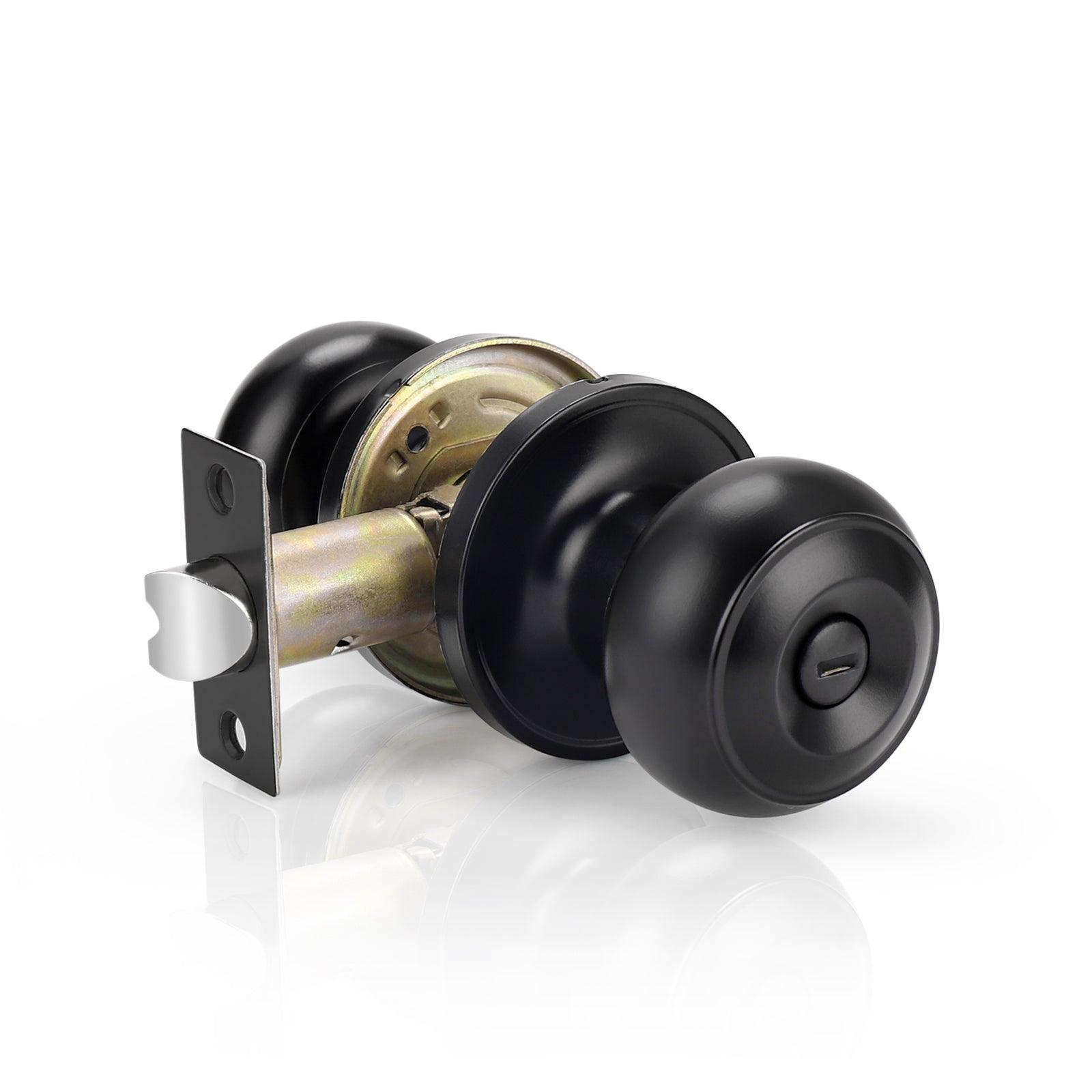 Flat Ball Knob Black Finish Privacy Door Lock Knobs DL609BKBK