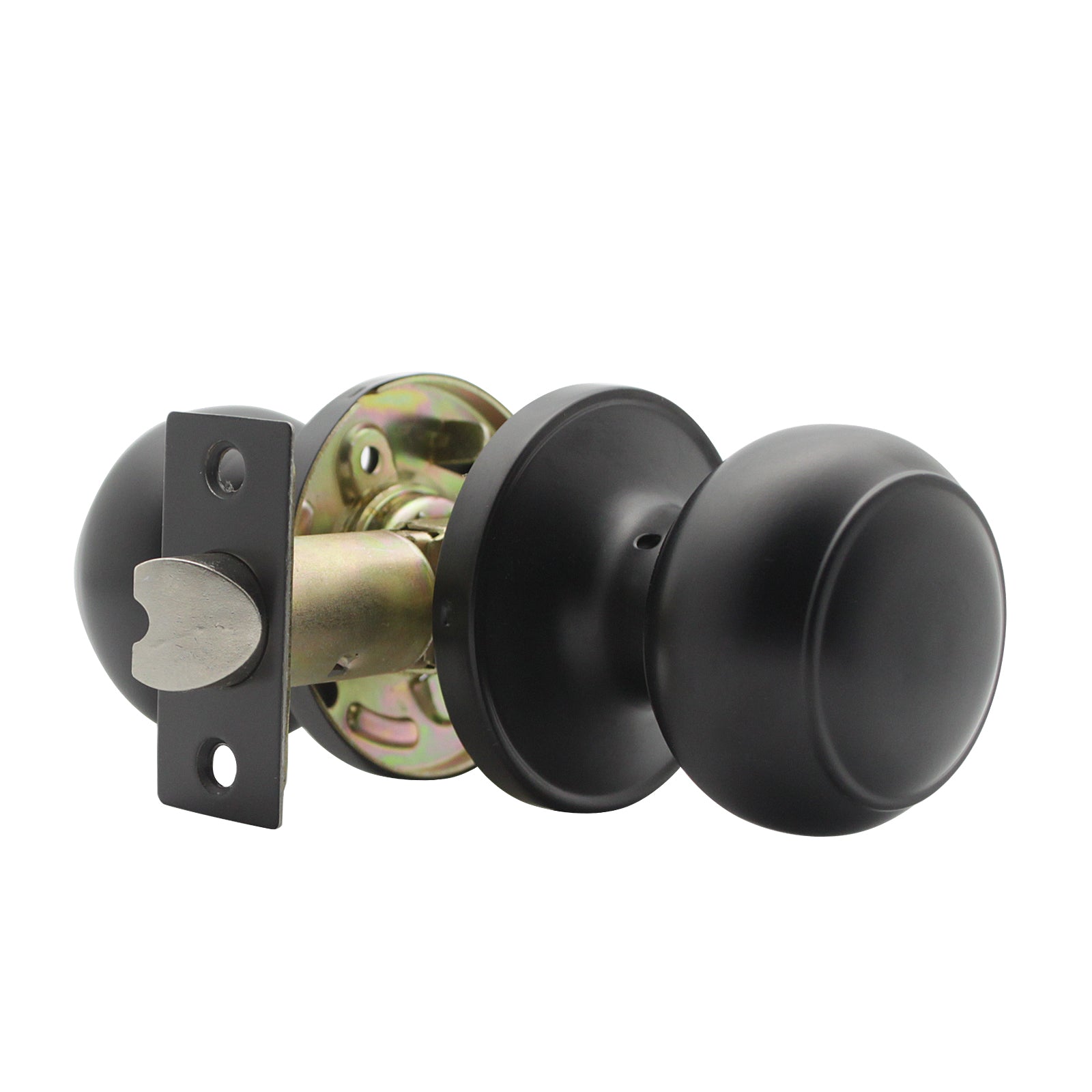 Flat Ball Passage Door Knobs for Closet and Hallway, Black Finish