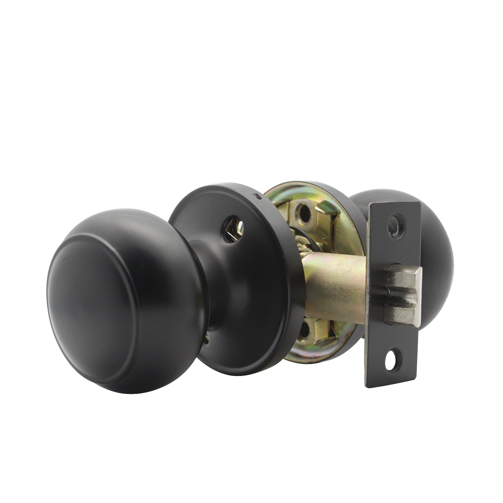 Flat Ball Passage Door Knobs for Closet and Hallway, Black Finish DL609BKPS