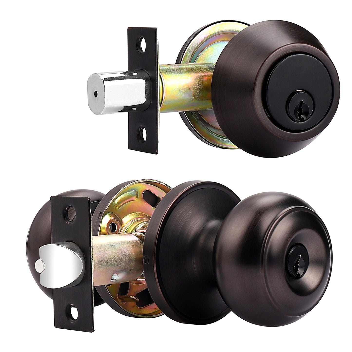 Keyed Alike Entry Door Lock Knob with Single Cylinder Deadbolt, Oil Rubbed Bronze Finish Combo Pack - DL609ET-101ORB - Probrico